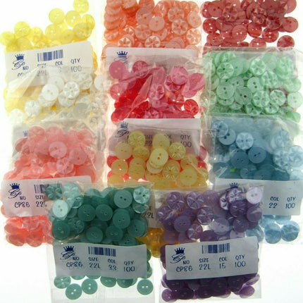 Round Baby Star Buttons 100 Button Per Packs Choice of Colours & Sizes - ThreadandTrimmings