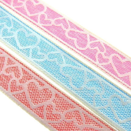 Love Heart Valentine Ribbon in Pink or Blue- 15mm x 3m - 55021