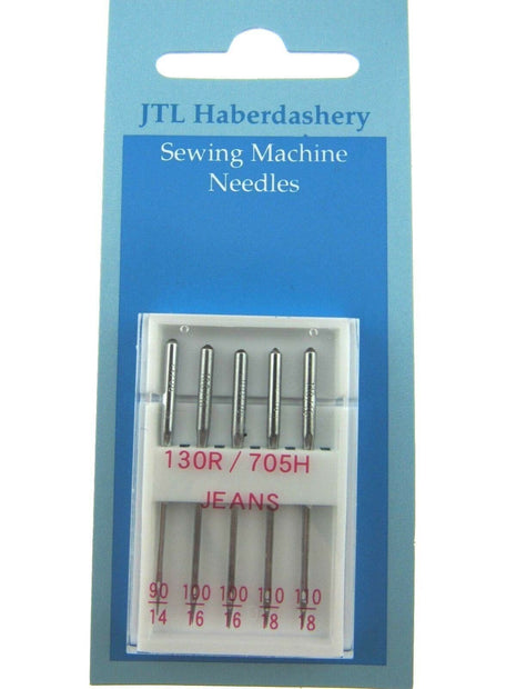 ** DOMESTIC SEWING MACHINE NEEDLES - LEATHER/JEANS/STANDARD WITH FLAT SHANK - ThreadandTrimmings
