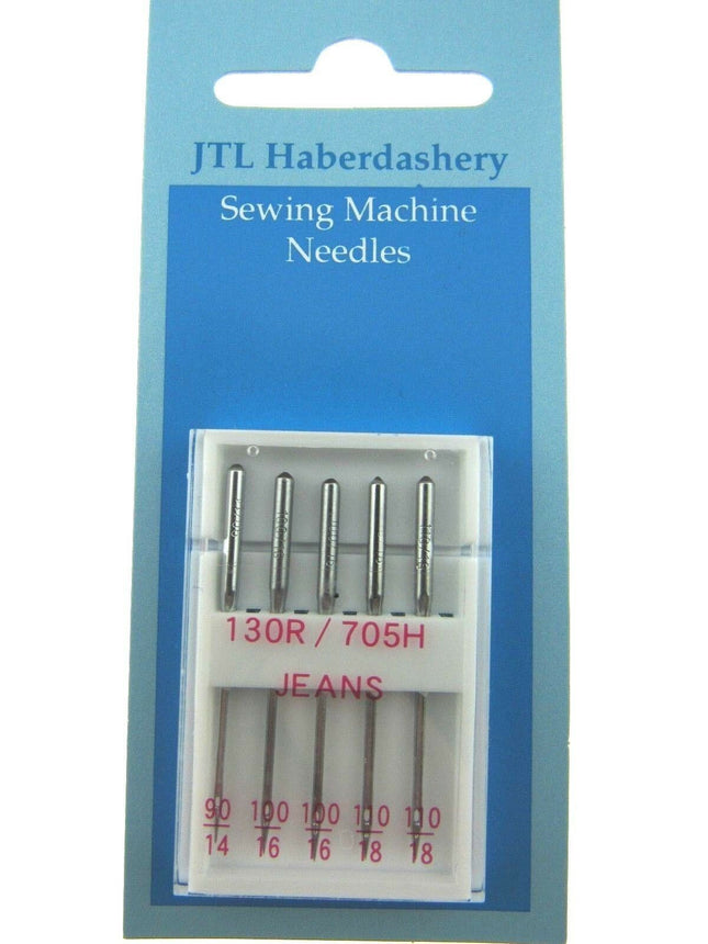 ** DOMESTIC SEWING MACHINE NEEDLES - LEATHER/JEANS/STANDARD WITH FLAT SHANK - ThreadandTrimmings