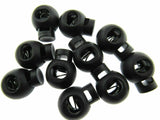 Cord Lock Toggle Stoppers Round Black Plastic Spring Loaded Cord Locks 5mm Hole