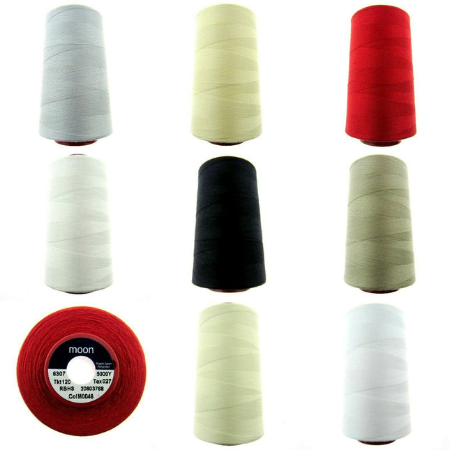 ** MOON 5000 YARD OVER-LOCKING THREAD - 42 ASSORTED COLOURS - SELECT YOUR OWN - ThreadandTrimmings