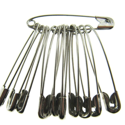 Safety Pins Large Nickel Plated Steel - 45mm Long - Quality Crofter Pins - ThreadandTrimmings