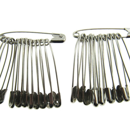 Safety Pins Large Nickel Plated Steel - 45mm Long - Quality Crofter Pins - ThreadandTrimmings
