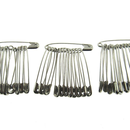 Safety Pins Large Nickel Plated Steel - 45mm Long - Quality Crofter Pins - ThreadandTrimmings