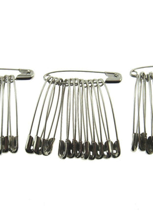 Safety Pins Large Nickel Plated Steel - 45mm Long - Quality Crofter Pins - ThreadandTrimmings