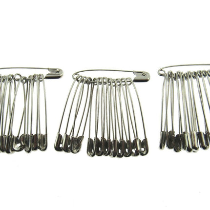 Safety Pins Large Nickel Plated Steel - 45mm Long - Quality Crofter Pins - ThreadandTrimmings