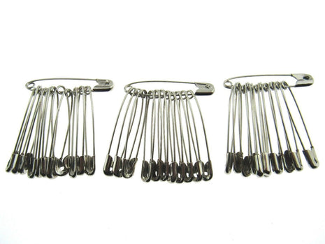 Safety Pins Large Nickel Plated Steel - 45mm Long - Quality Crofter Pins - ThreadandTrimmings