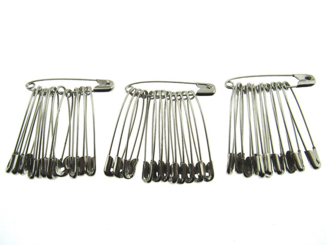 Safety Pins Large Nickel Plated Steel - 45mm Long - Quality Crofter Pins - ThreadandTrimmings