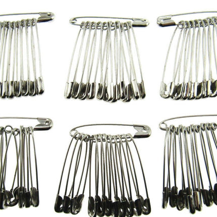 Safety Pins Large Nickel Plated Steel - 45mm Long - Quality Crofter Pins - ThreadandTrimmings