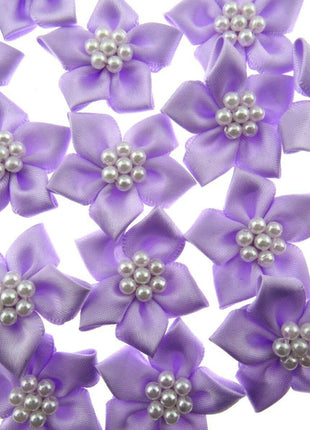 Poinsettia Flower Ribbon Bows Cluster of Pearl Beads 40mm Packs 5 10 20 50 100 - ThreadandTrimmings