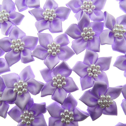 Poinsettia Flower Ribbon Bows Cluster of Pearl Beads 40mm Packs 5 10 20 50 100 - ThreadandTrimmings