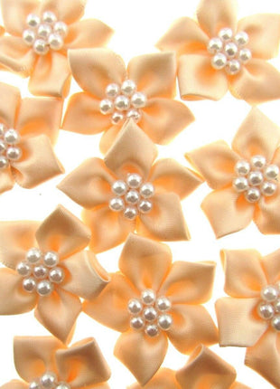 Poinsettia Flower Ribbon Bows Cluster of Pearl Beads 40mm Packs 5 10 20 50 100 - ThreadandTrimmings