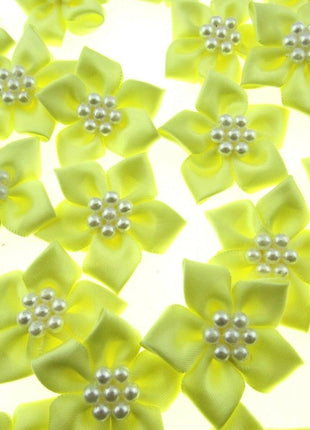 Poinsettia Flower Ribbon Bows Cluster of Pearl Beads 40mm Packs 5 10 20 50 100 - ThreadandTrimmings