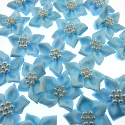 Poinsettia Flower Ribbon Bows Cluster of Pearl Beads 40mm Packs 5 10 20 50 100 - ThreadandTrimmings