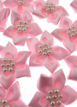 Poinsettia Flower Ribbon Bows Cluster of Pearl Beads 40mm Packs 5 10 20 50 100 - ThreadandTrimmings