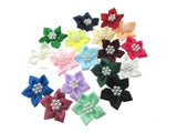 Poinsettia Flower Ribbon Bows with Cluster of Pearl Beads - Packs 5 10 20 50 100