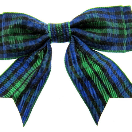 Tartan Christmas Double Bows - Ribbon Bows with Tails - 8cm - 4 Cols - 3 x Bows - ThreadandTrimmings