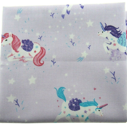 ** STUDIO E "UNICORN KISSES" - FAT QUARTER FABRIC- LILAC - PRANCING UNICORNS - ThreadandTrimmings