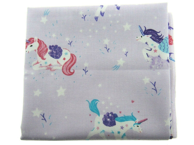 ** STUDIO E "UNICORN KISSES" - FAT QUARTER FABRIC- LILAC - PRANCING UNICORNS - ThreadandTrimmings
