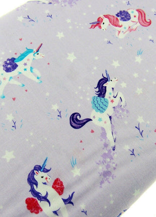 ** STUDIO E "UNICORN KISSES" - FAT QUARTER FABRIC- LILAC - PRANCING UNICORNS - ThreadandTrimmings