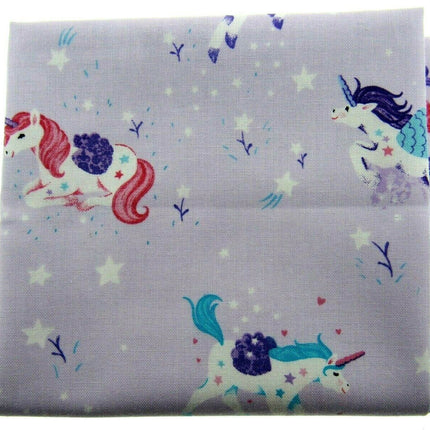 ** STUDIO E "UNICORN KISSES" - FAT QUARTER FABRIC- LILAC - PRANCING UNICORNS - ThreadandTrimmings
