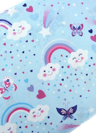** STUDIO E's "UNICORN KISSES" - FAT QUARTER FABRIC - LIGHT BLUE - RAINBOW, - ThreadandTrimmings