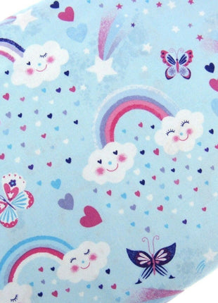 ** STUDIO E's "UNICORN KISSES" - FAT QUARTER FABRIC - LIGHT BLUE - RAINBOW, - ThreadandTrimmings
