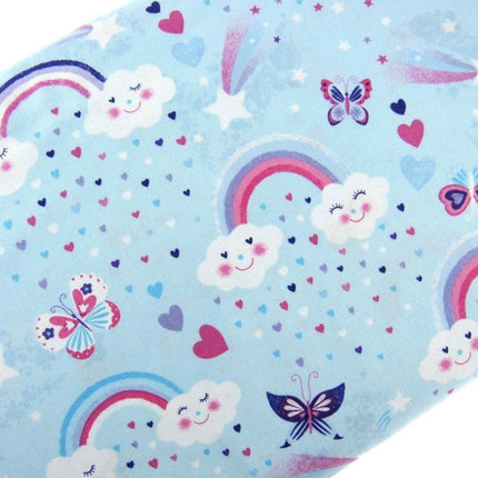 ** STUDIO E's "UNICORN KISSES" - FAT QUARTER FABRIC - LIGHT BLUE - RAINBOW, - ThreadandTrimmings