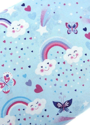 ** STUDIO E's "UNICORN KISSES" - FAT QUARTER FABRIC - LIGHT BLUE - RAINBOW, - ThreadandTrimmings