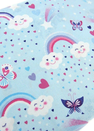 ** STUDIO E's "UNICORN KISSES" - FAT QUARTER FABRIC - LIGHT BLUE - RAINBOW, - ThreadandTrimmings