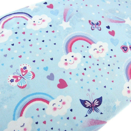 ** STUDIO E's "UNICORN KISSES" - FAT QUARTER FABRIC - LIGHT BLUE - RAINBOW, - ThreadandTrimmings
