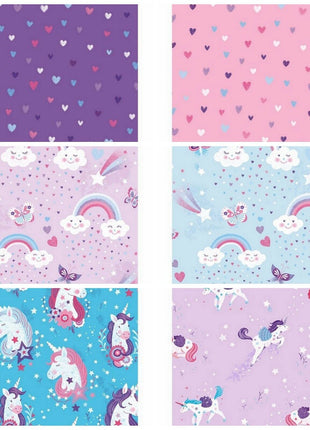 ** STUDIO E's "UNICORN KISSES" - FAT QUARTER FABRIC - LIGHT BLUE - RAINBOW, - ThreadandTrimmings