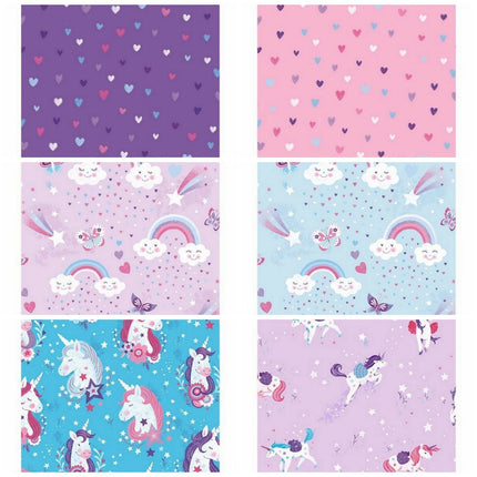 ** STUDIO E's "UNICORN KISSES" - FAT QUARTER FABRIC - LIGHT BLUE - RAINBOW, - ThreadandTrimmings