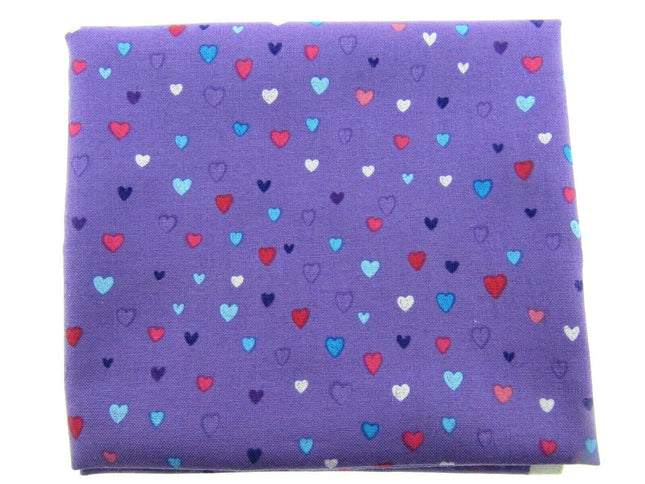 ** STUDIO E's "UNICORN KISSES" - FAT QUARTER FABRIC PURPLE LOVE HEART BLENDER - ThreadandTrimmings