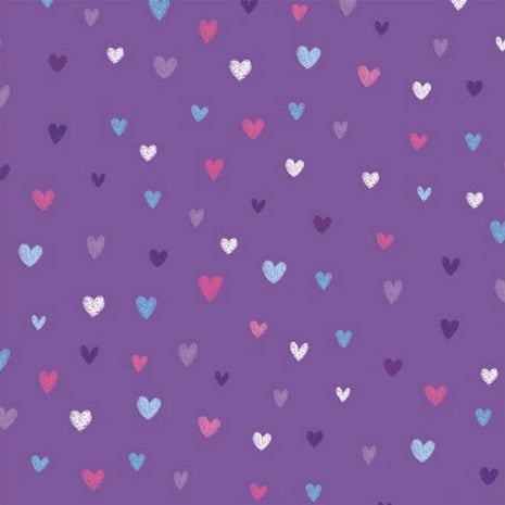 ** STUDIO E's "UNICORN KISSES" - FAT QUARTER FABRIC PURPLE LOVE HEART BLENDER - ThreadandTrimmings