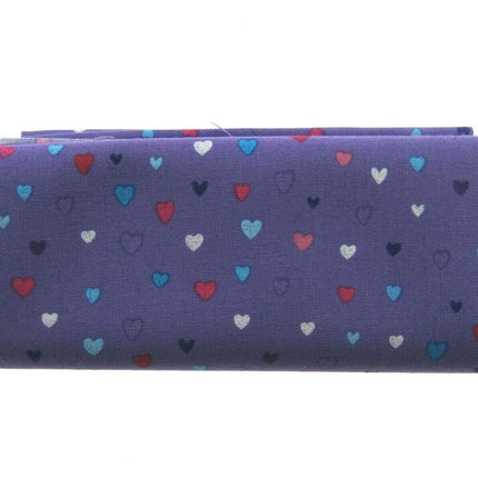 ** STUDIO E's "UNICORN KISSES" - FAT QUARTER FABRIC PURPLE LOVE HEART BLENDER - ThreadandTrimmings