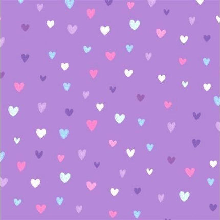 ** STUDIO E's "UNICORN KISSES" - FAT QUARTER FABRIC PURPLE LOVE HEART BLENDER - ThreadandTrimmings