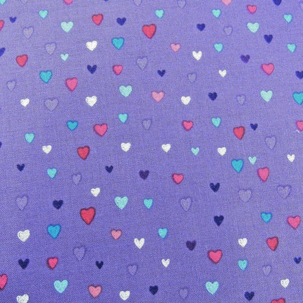** STUDIO E's "UNICORN KISSES" - FAT QUARTER FABRIC PURPLE LOVE HEART BLENDER - ThreadandTrimmings