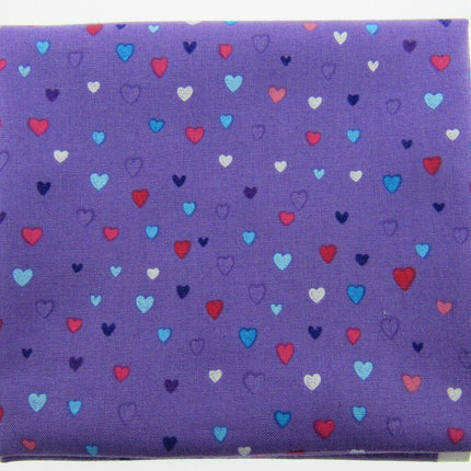 ** STUDIO E's "UNICORN KISSES" - FAT QUARTER FABRIC PURPLE LOVE HEART BLENDER - ThreadandTrimmings