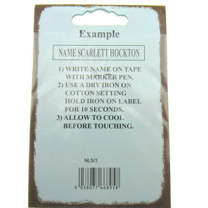 Iron On Name Tape Labels for School Kids or Care Homes x 36 - ThreadandTrimmings
