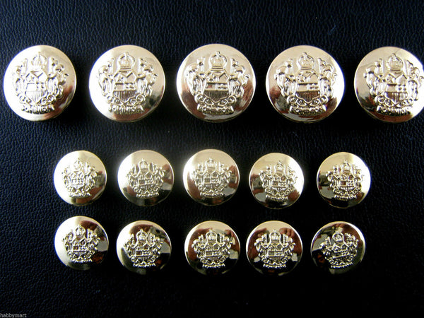 A Set of Round Gold Plastic Crested Blazer Buttons CX23