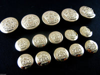 A Set of Round Gold Plastic Crested Blazer Buttons CX23