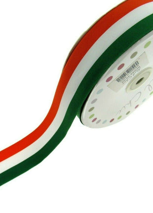 IRISH TRICOLOUR FAILLE RIBBON 15mm, 25mm, 35mm.  WHOLE ROLLS AVAILABLE - ThreadandTrimmings