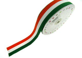 IRISH TRICOLOUR FAILLE RIBBON 15mm, 25mm, 35mm.  WHOLE ROLLS AVAILABLE - ThreadandTrimmings