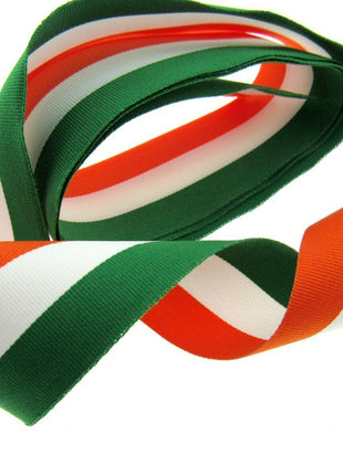 IRISH TRICOLOUR FAILLE RIBBON 15mm, 25mm, 35mm.  WHOLE ROLLS AVAILABLE - ThreadandTrimmings