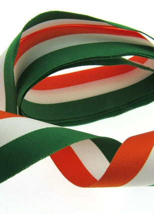 IRISH TRICOLOUR FAILLE RIBBON 15mm, 25mm, 35mm.  WHOLE ROLLS AVAILABLE - ThreadandTrimmings