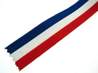 RED WHITE & BLUE FAILLE RIBBON 15mm, 25mm,  WHOLE ROLLS AVAILABLE UK/FRANCE/USA - ThreadandTrimmings