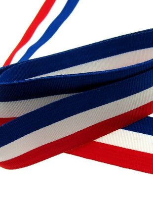 RED WHITE & BLUE FAILLE RIBBON 15mm, 25mm,  WHOLE ROLLS AVAILABLE UK/FRANCE/USA - ThreadandTrimmings