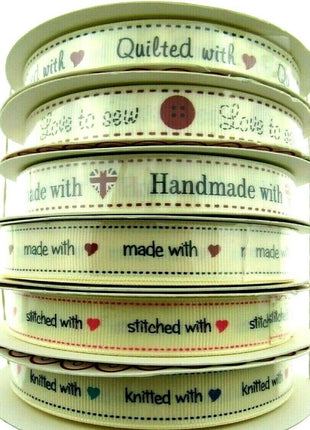 ** BERTIE'S BOWS "HAND MADE WITH" GROSGRAIN RIBBON 16mm - ThreadandTrimmings